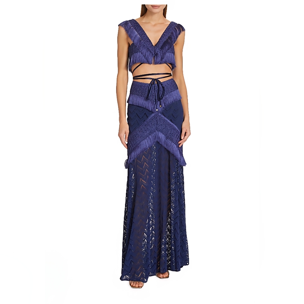 patbo fringe indigo set size 10 nwt